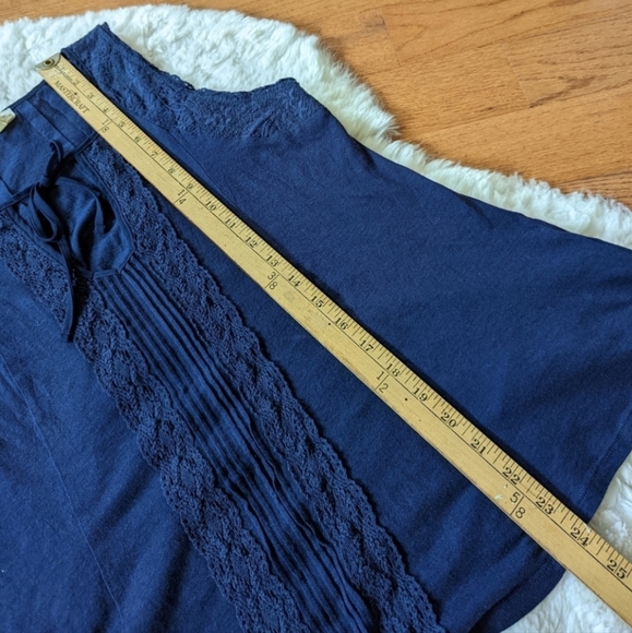 𝅺ANTHROPOLOGIE meadow rue lace and crochet detailed sleeveless top medium blue - Picture 6 of 6